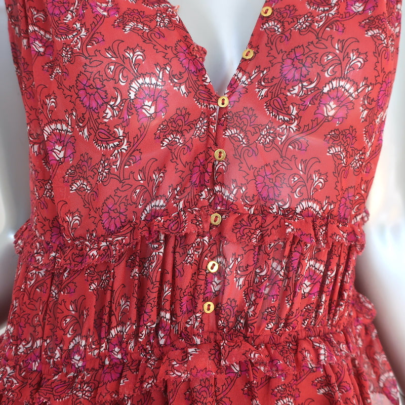Louis Vuitton Red V-Neck Mini Dress US8, FR40 | M
