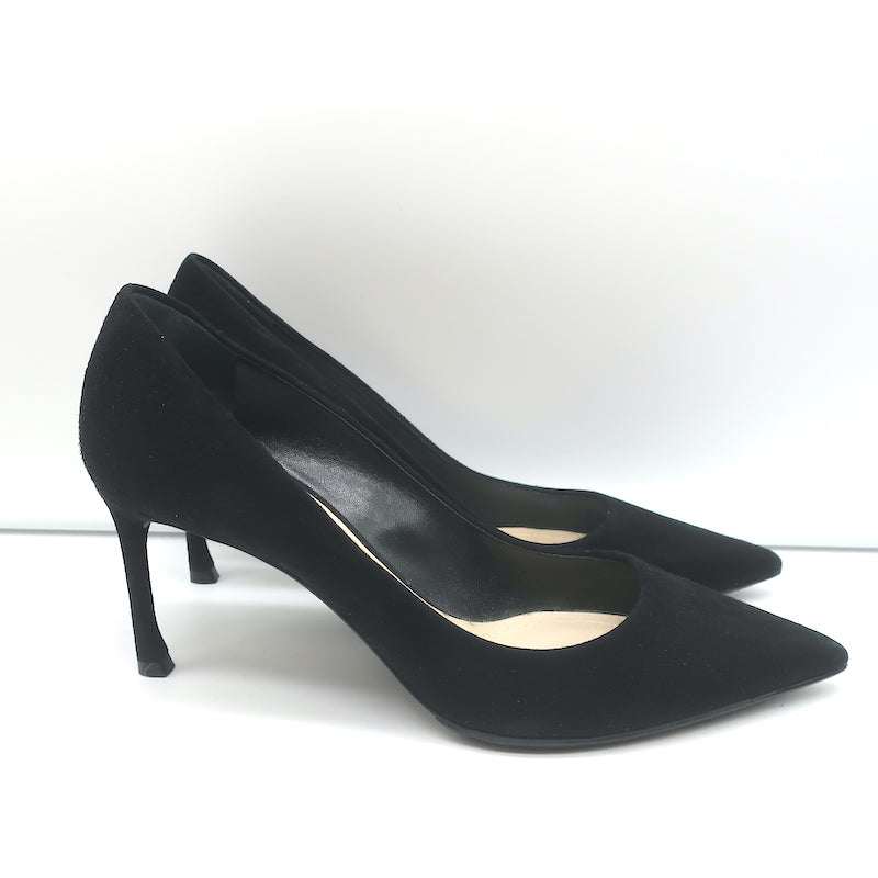 Louis Vuitton Black Suede Gold Plate Peep Toe Pumps Size 36