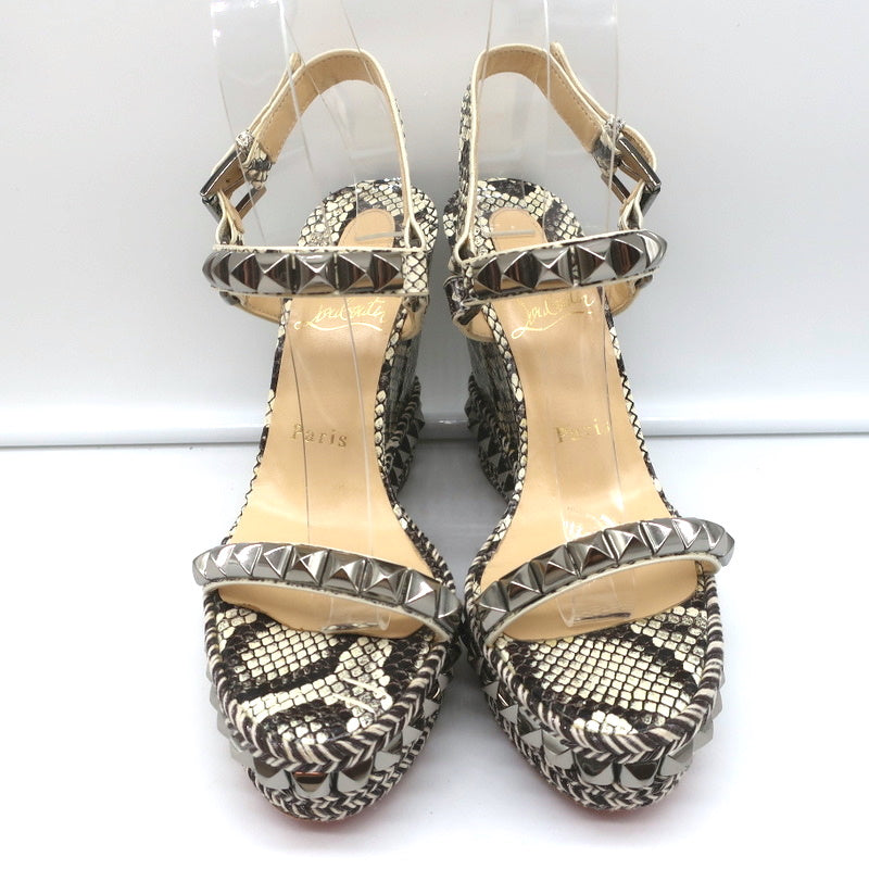 Christian Louboutin Cataclou Studded Snake Print Espadrille Wedges