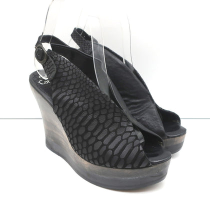 Calleen Cordero Platform Wedge Sandals Felipa Black Snake Print