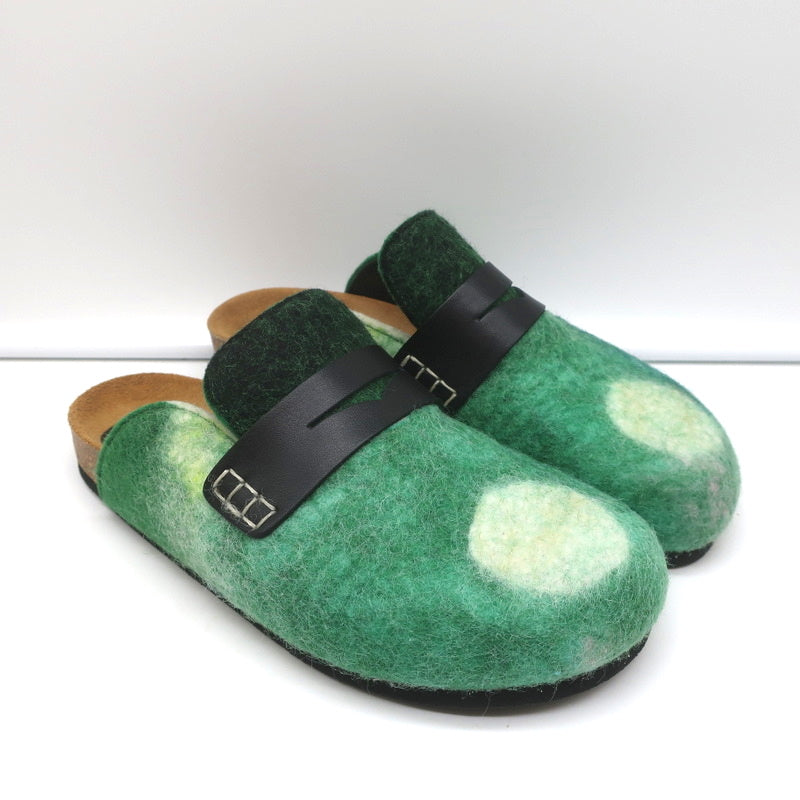 JW Anderson Felt Clog Mules Green Landscape Size 37 Backless Penny