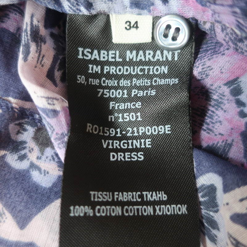 bomuld ressource bid Isabel Marant Etoile Virginie Mini Dress Purple Floral Print Cotton Si –  Celebrity Owned