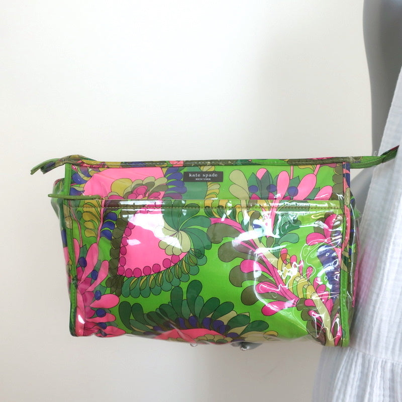 Kate Spade Heddy Large Toiletry Bag Green/Pink Printed Cosmetic Bag –  Celebrity Owned