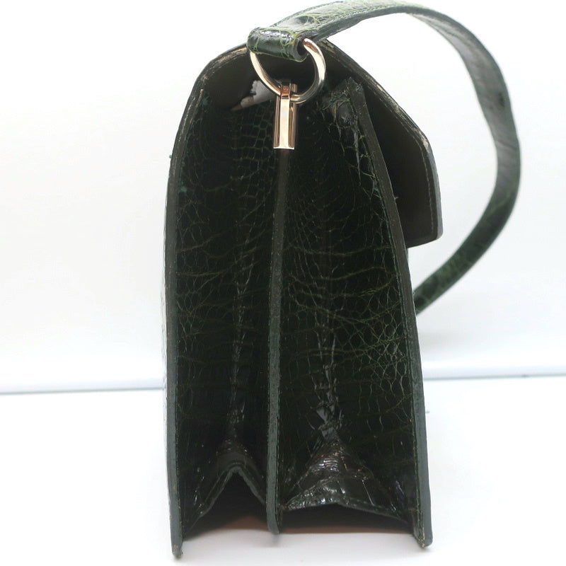 Pale green mock croc flap purse