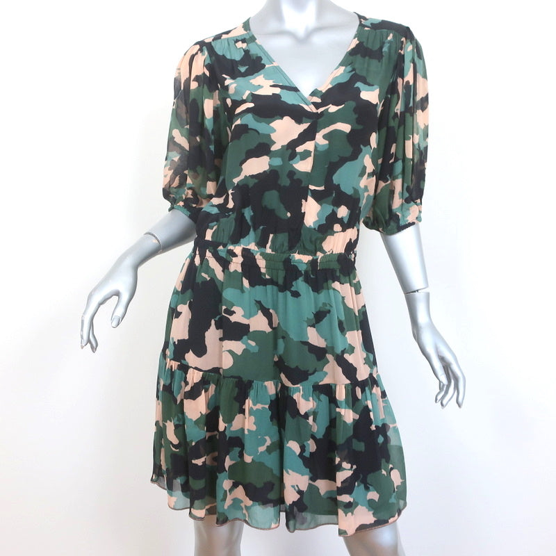 image of Velvet by Graham & Spencer Dress Saskia Camo Print Crepe Size Medium NEW