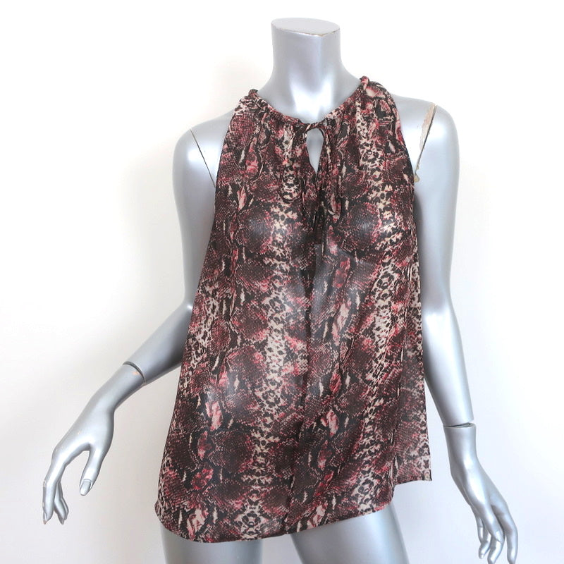 image of The Kooples Keyhole Tank Top Pink Python Print Size Small Sleeveless Blouse