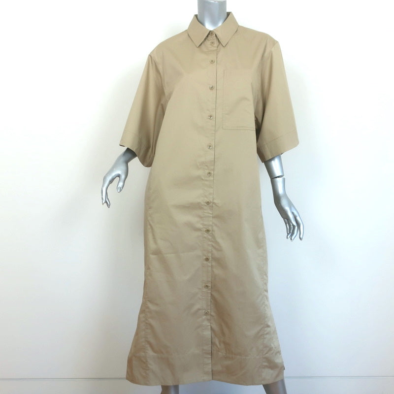 image of Tibi Eco Poplin Short Sleeve Shirtdress Clay Size Medium Midi Dress NEW