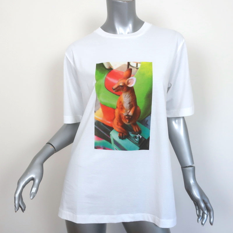 image of Tibi Kangaroo Series T-Shirt White Cotton Size Medium Short Sleeve Top NEW