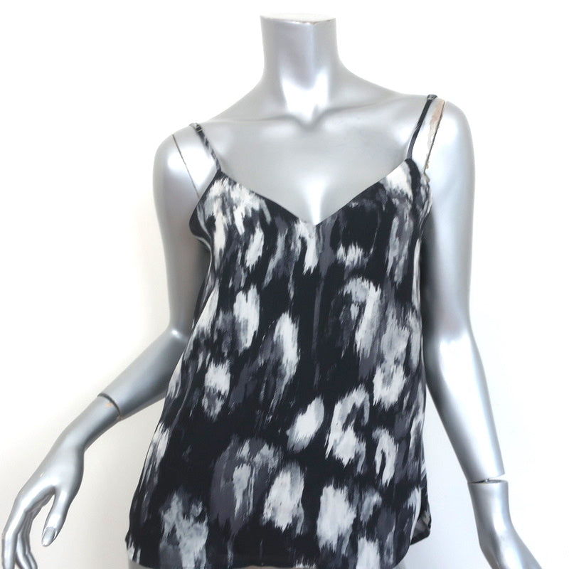 image of Haute Hippie Cowl Back Camisole Black Printed Silk Size Small V-Neck Tank Top