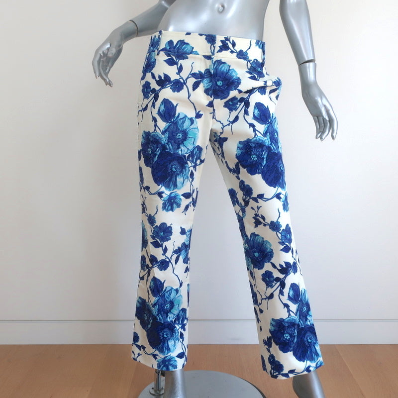 Tory Burch Kara Pants Blue/White Rosemont Floral Print Stretch Denim S –  Celebrity Owned