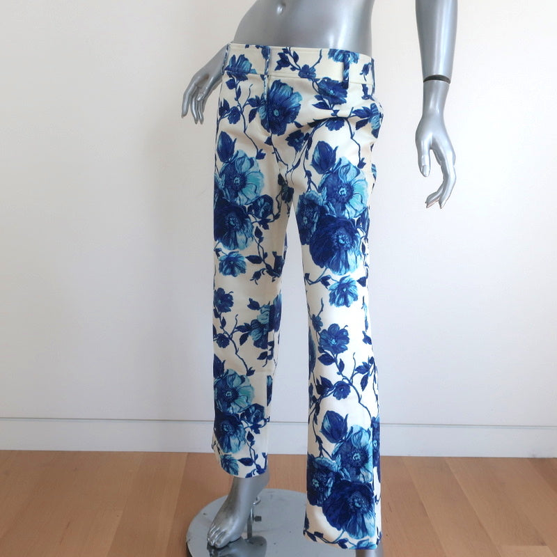 Tory Burch Kara Pants Blue/White Rosemont Floral Print Stretch Denim S –  Celebrity Owned