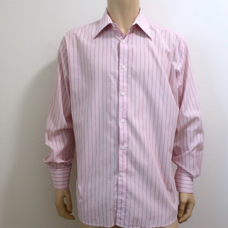 image of Gucci Long Sleeve Button Down Shirt Pink/Red Striped Cotton Size 43 / 17