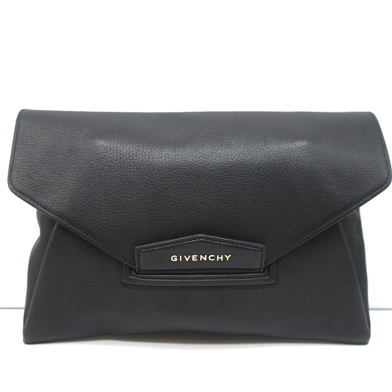 Givenchy Antigona Leather Evening Envelope Clutch Bag, Black