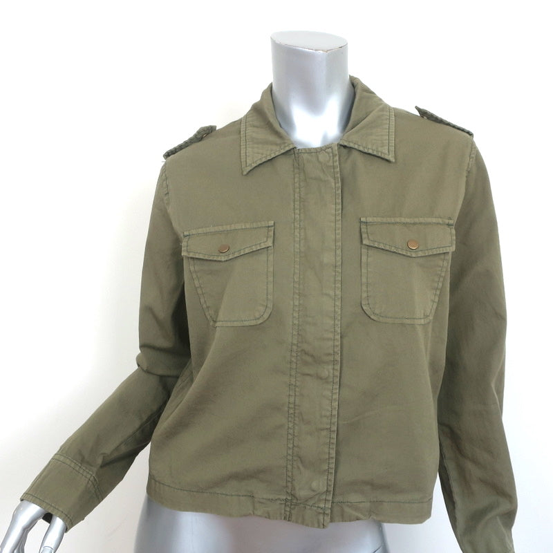 image of Velvet by Graham & Spencer Dixie Cropped Jacket Army Green Cotton Size Large NEW