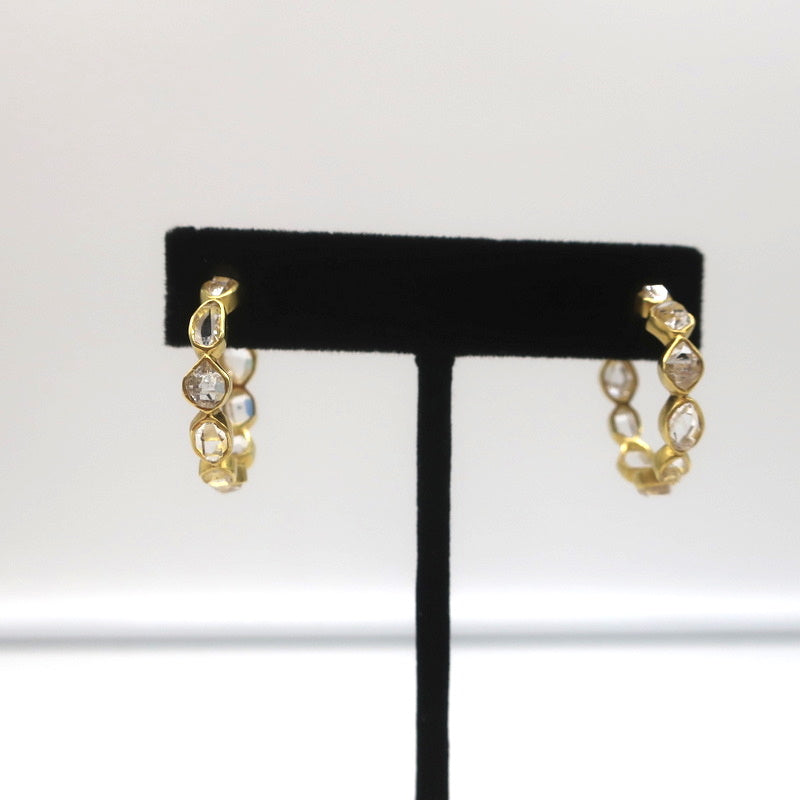 image of Pippa Small Crystallinity Hoops Herkimer Quartz 18k Gold Earrings