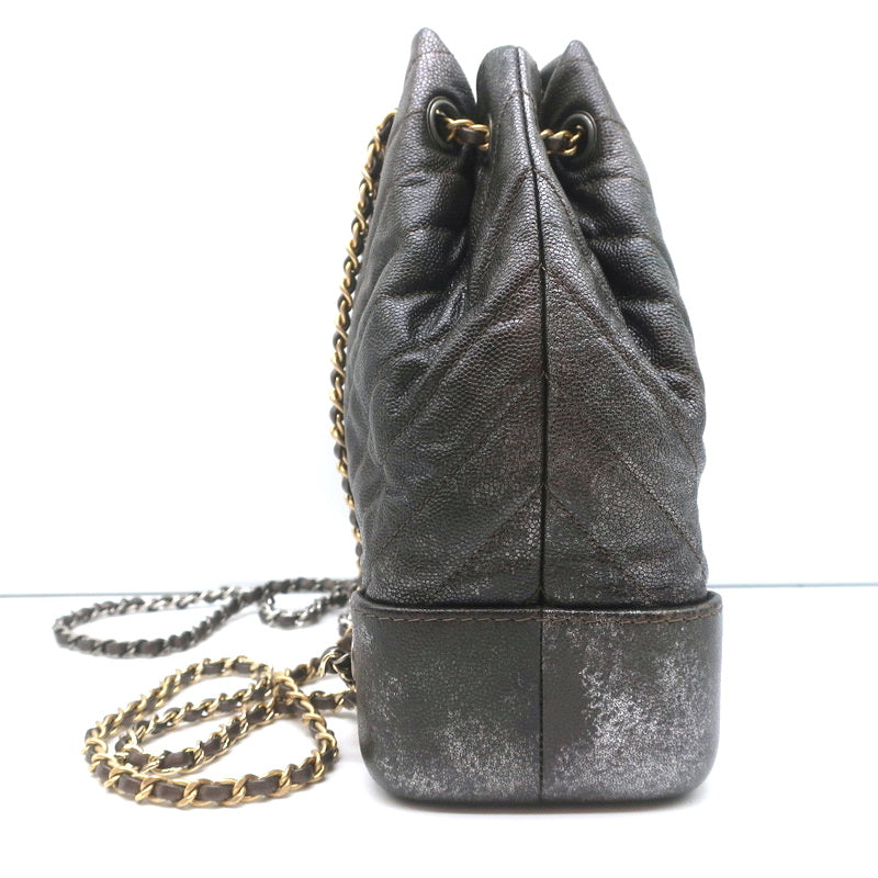 Chanel Gabrielle Chevron Backpack Dark Silver Metallic Grained Goatski –  Celebrity Owned