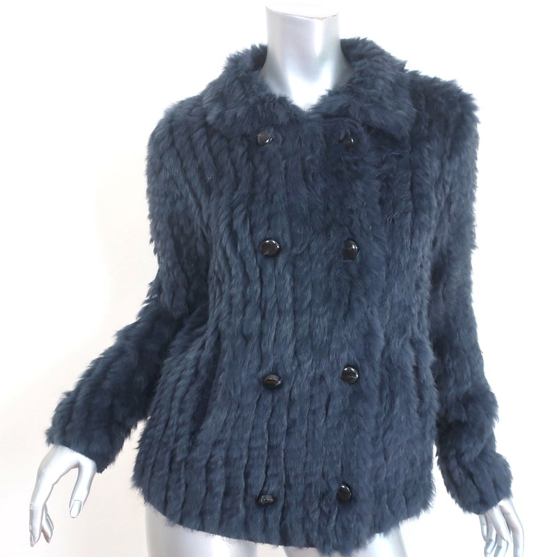 image of Marc by Marc Jacobs Rabbit Fur Jacket Karina Deep Indigo Size Medium