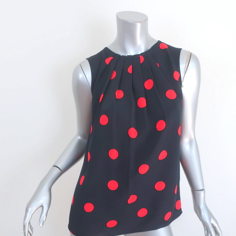 Michael Kors Collection Polka Dot Blouse Navy/Red Size 4 Sleeveless To –  Celebrity Owned