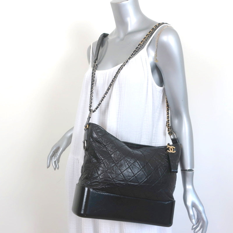Chanel Hobo Bag with Chunky Chain Strap Large 22S Lambskin Black in  Lambskin Leather with Goldtone  US