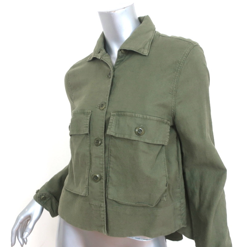 THE GREAT Swingy Army Jacket Green Cotton-Blend Size 0 – Celebrity
