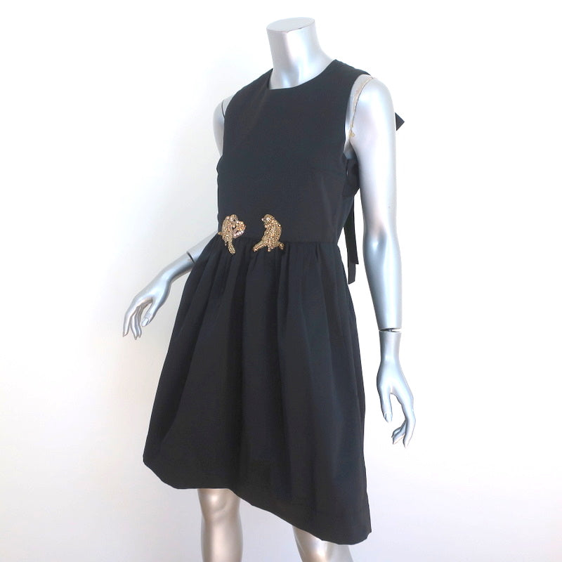 KATE SPADE Star Bright navy black Velvet Bow Dress Sz 4 mini sleeveless  Flare