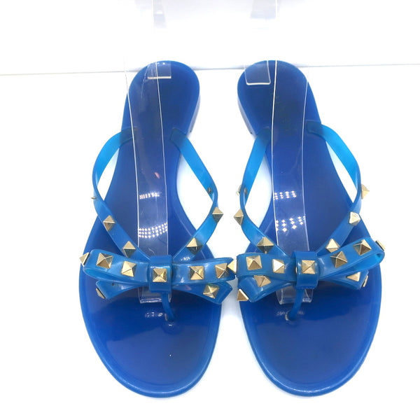 Valentino Silver Glitter PVC Bow Rockstud Thong Sandals Size 5.5/36 -  Yoogi's Closet