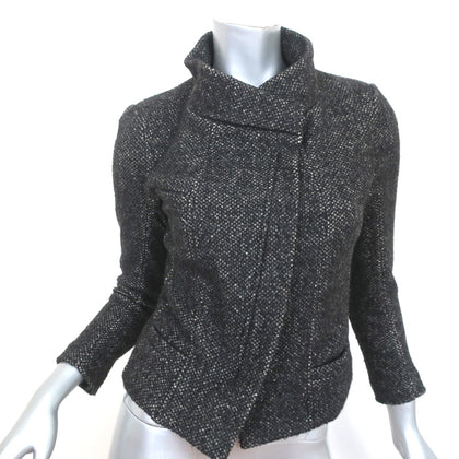 Isabel Marant Etoile Fringed Tweed Jacket Nawell White/Navy Cotton-Blend Size 44