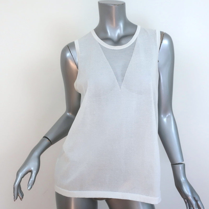 Image of J Brand Sleeveless Top White Sheer-Paneled Cotton Blend Size Large