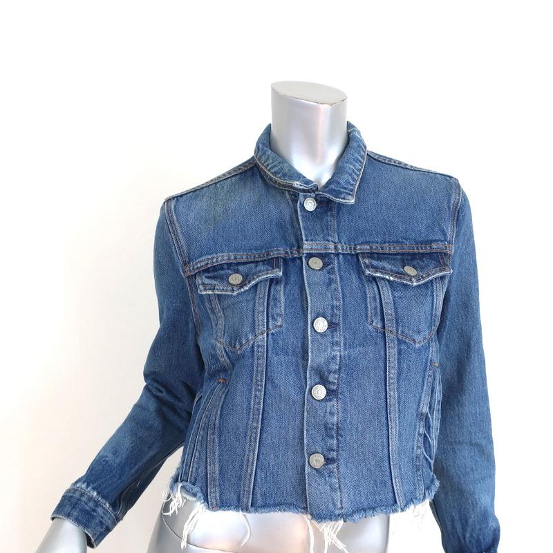 Rhinestone Fringe Distressed Crop Denim Jacket