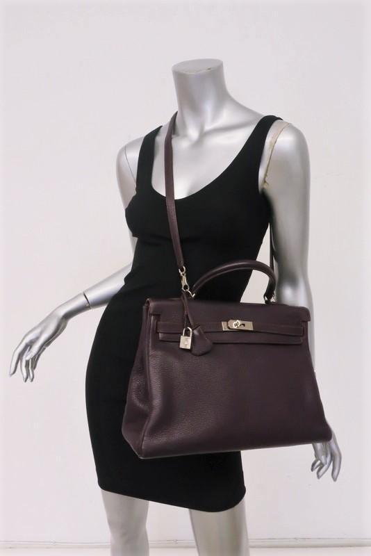Hermes Birkin 40 Handbag Chocolate Brown Clemence Leather Palladium  Hardware - Ideal Luxury
