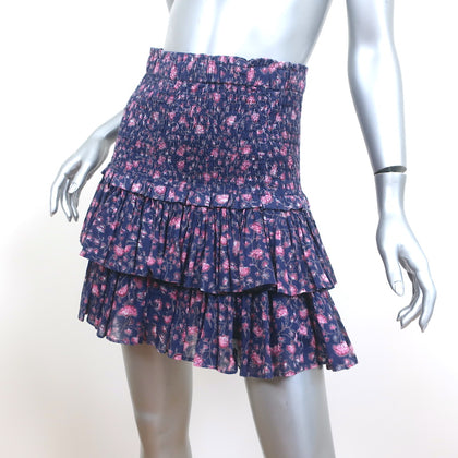 Isabel Marant Etoile Naomi Smocked Mini Skirt Purple Floral Print Cott –  Celebrity Owned