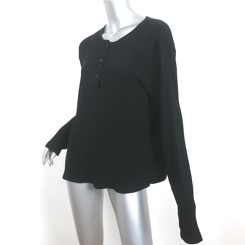 RE/DONE Thermal Henley Top Black Size Medium Long Sleeve Tee – Celebrity  Owned