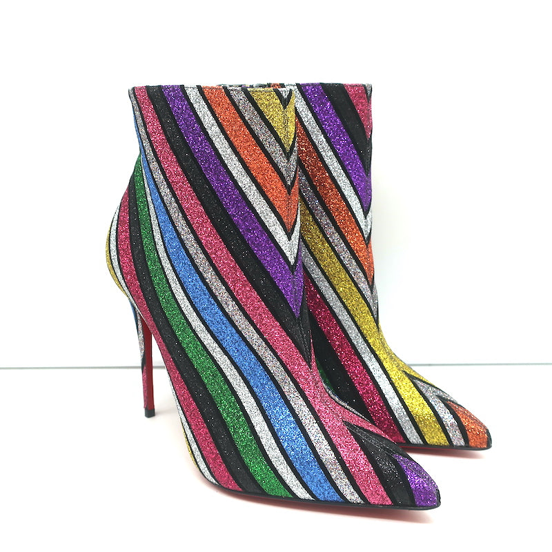 Christian Louboutin So Kate 100 Ankle Boots Multi Striped Glitter