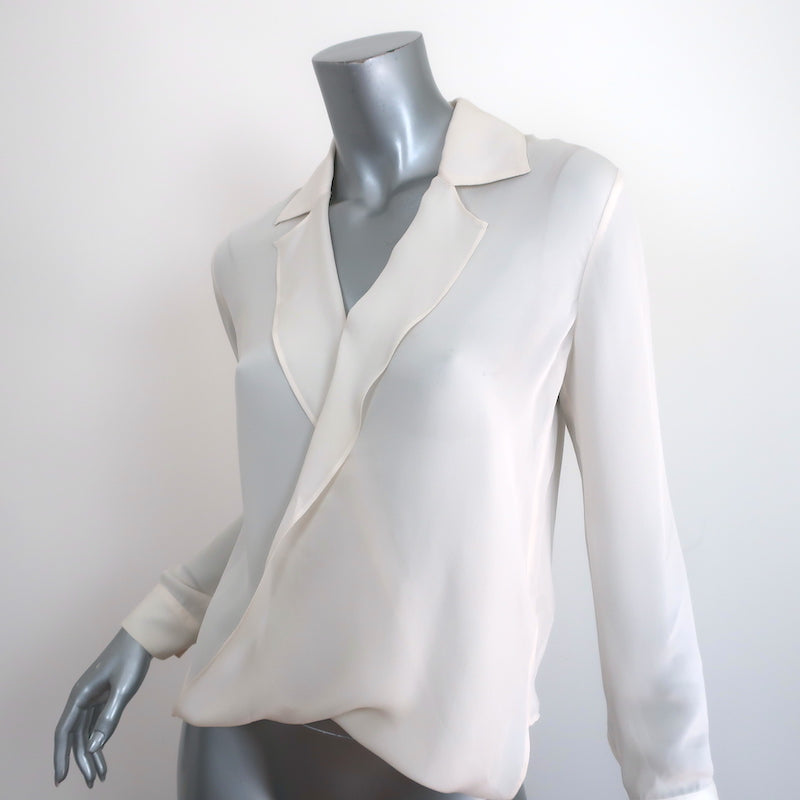 Laurie Gordon L'agence Draped Blouse Rita Cream Silk Size Extra Extra Small Long Sleeve Top