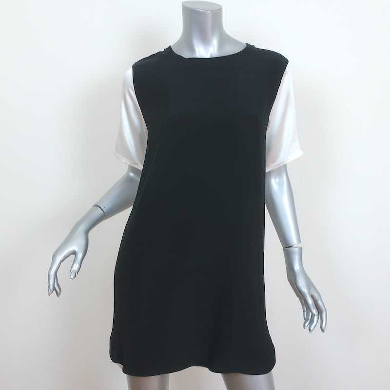 Image of ATM Anthony Thomas Melillo Colorblock Mini Dress Black/Cream Silk Size Small