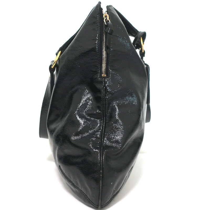 Vintage Gucci Black Patent Leather Bucket Bag Purse Shoulder