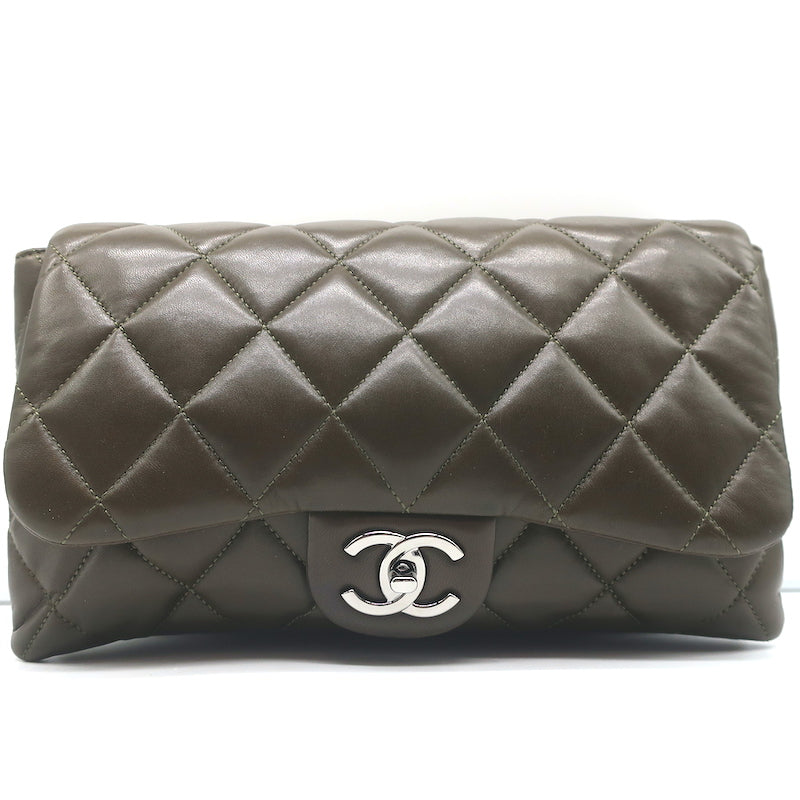 2006 Chanel Khaki Quilted Lambskin Vintage Medium Classic Double Flap Bag