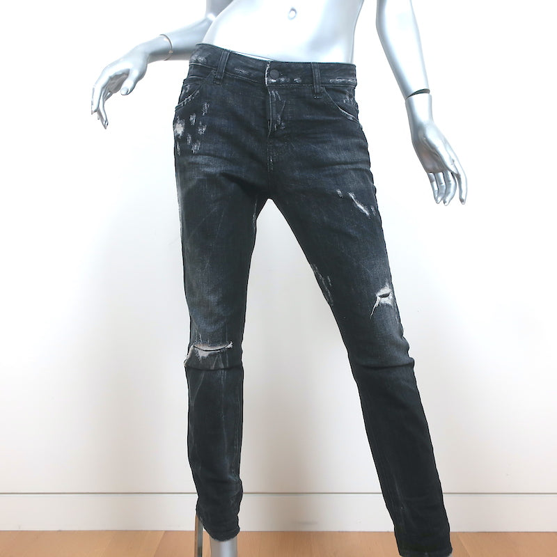 Dsquared2 Distressed Jeans Black Stretch Denim Size 38 – Celebrity