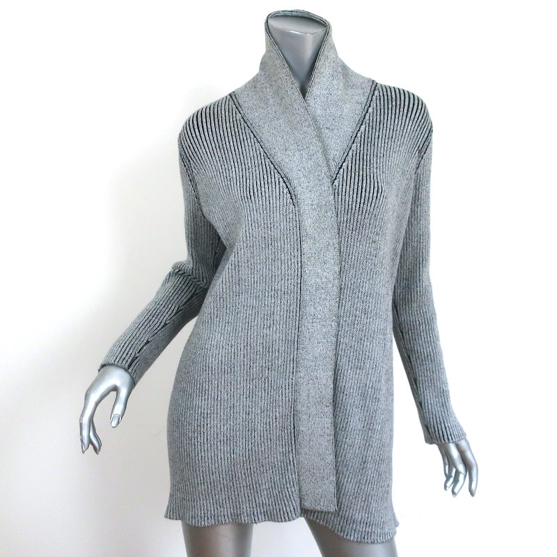 image of Baja East Cardigan Gray Stretch Cotton Rib Knit Size 0 Open Front Sweater