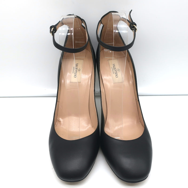 animation Kalkun Philadelphia Valentino Tango Ankle Strap Pumps Black Leather Size 41 – Celebrity Owned