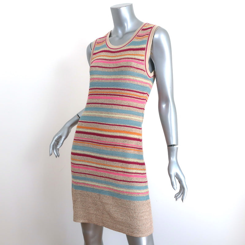 Chanel Resort 2011 Striped Lurex Knit Dress Beige/Multi Cotton Size 38