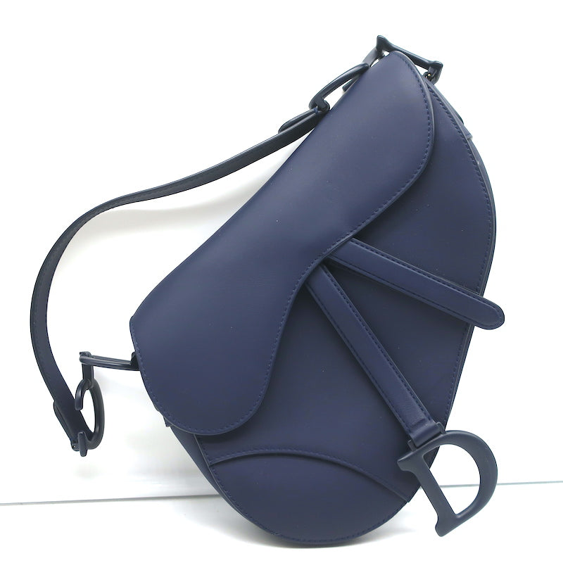 Saddle Bag with Strap Black Ultramatte Calfskin