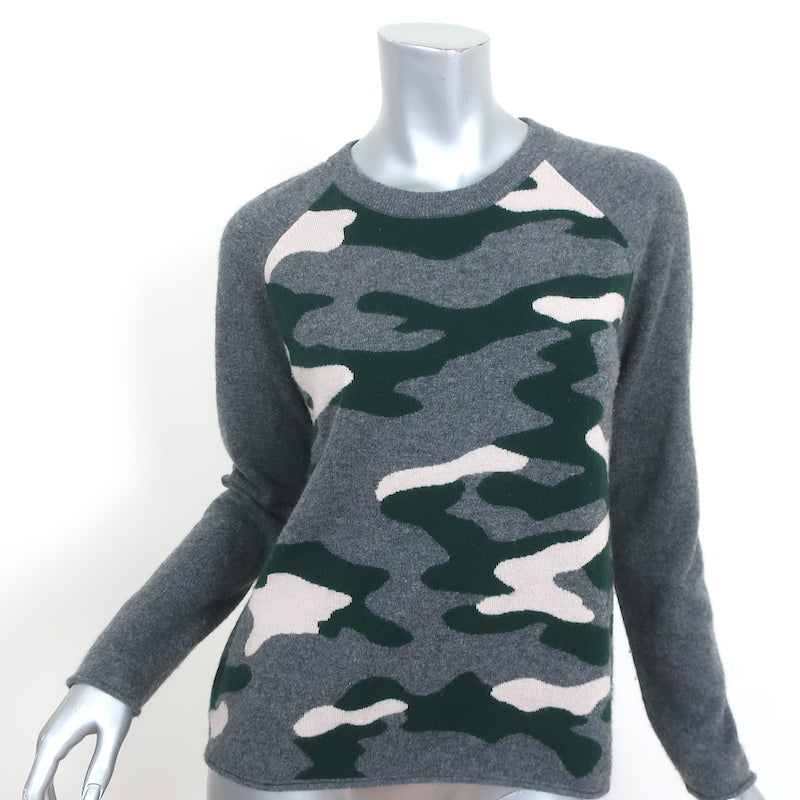 Image of Velvet by Graham & Spencer Cashmere Camouflage Sweater Gray Size Medium