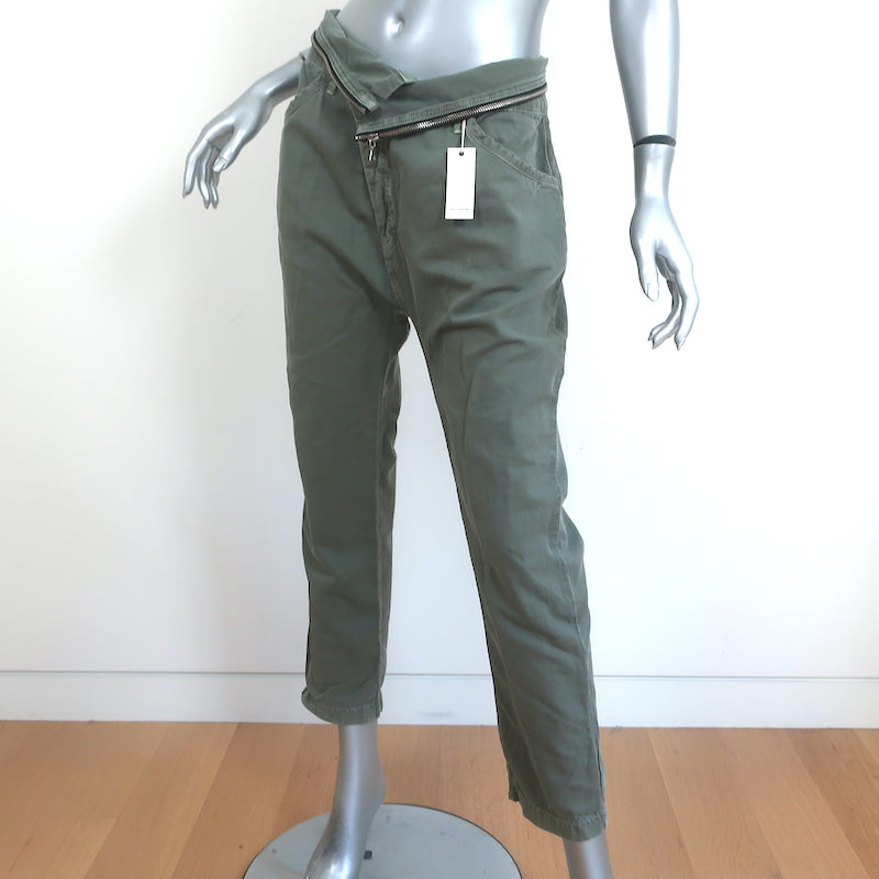 NSF Midori Zipper-Trim Foldover Waist Pants Light Green Size 27