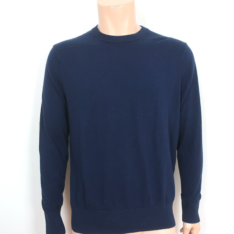 image of Rag & Bone Paneled Crewneck Sweater Barrow Navy Cotton-Silk Size Large