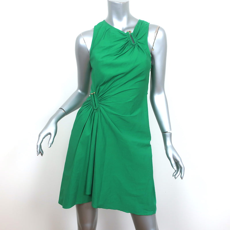 image of A.L.C. Asymmetric Gathered Mini Dress Jina Jade Stretch Linen Size 2 NEW