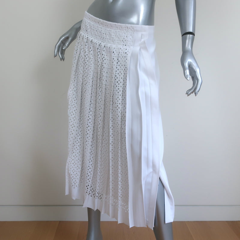 Tory Burch Pleated Midi Skirt Carine White Eyelet Size 12 NEW – Celebrity  Owned