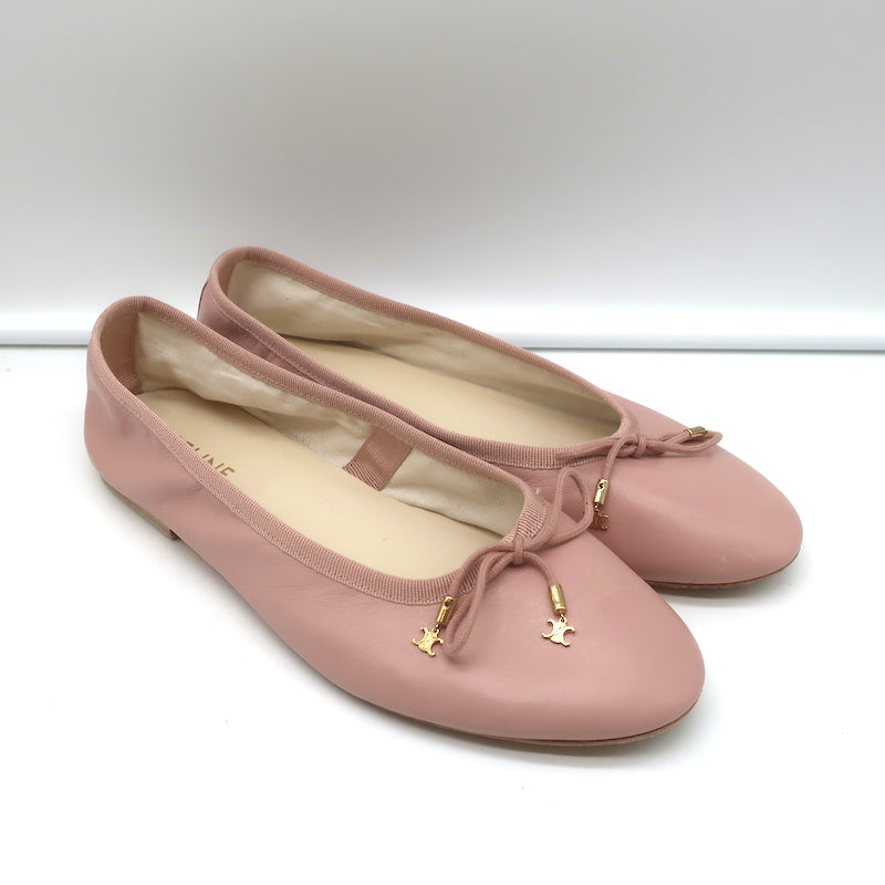 Chanel Shoe Size 39 Pink & Black Leather & Velvet Pointed Toe CC Logo Flats