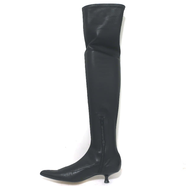 Khaite Over the Knee Boots Volos Black Stretch Leather Size 38