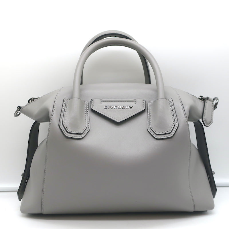 Givenchy Mini Antigona Pearl Grey Bag in Grained Leather